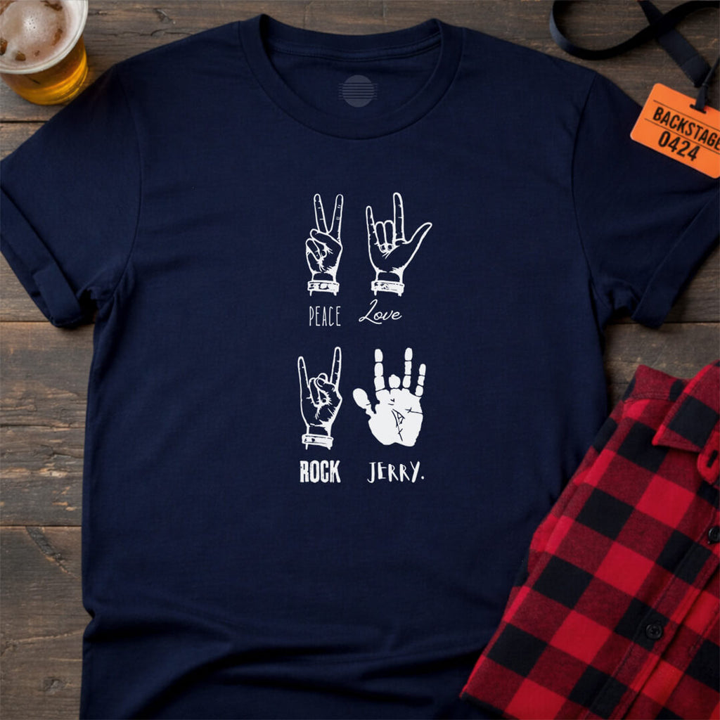 PEACE LOVE ROCK JERRY T-SHIRT