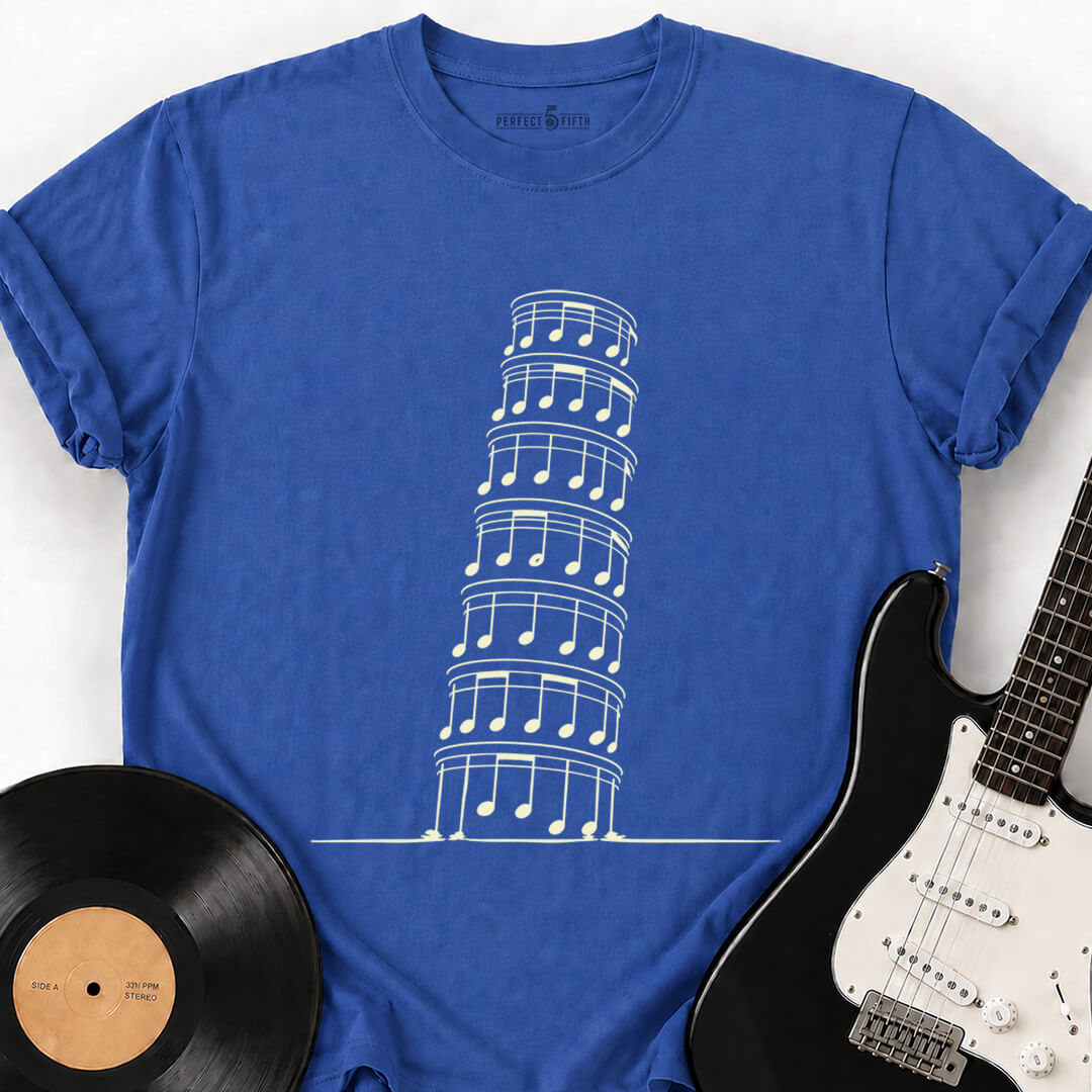 LEANING TOWER OF NOTES T-SHIRT