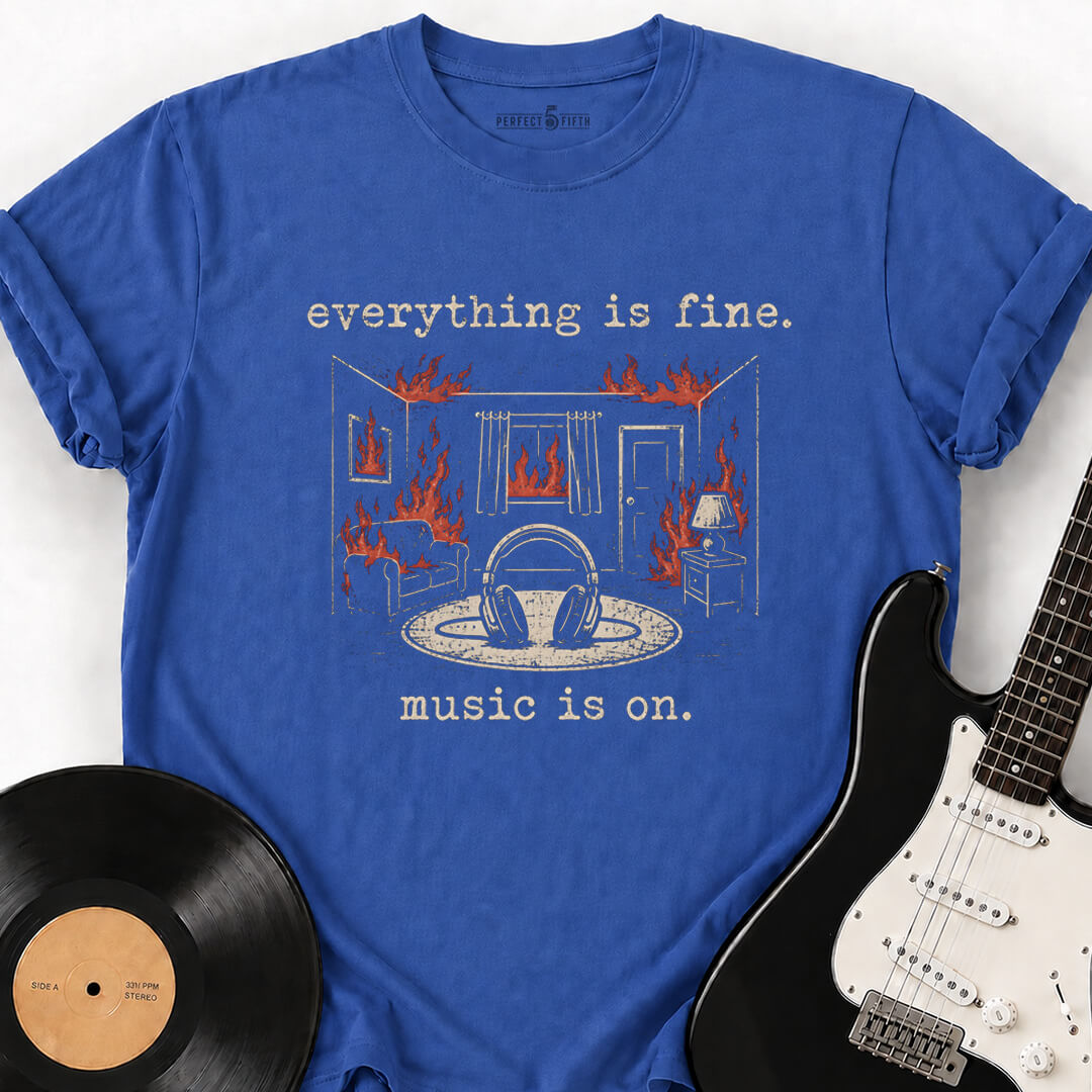 MUSIC IS ON T-SHIRT