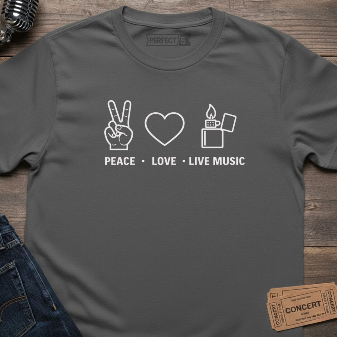 PEACE LOVE LIVE MUSIC T-SHIRT