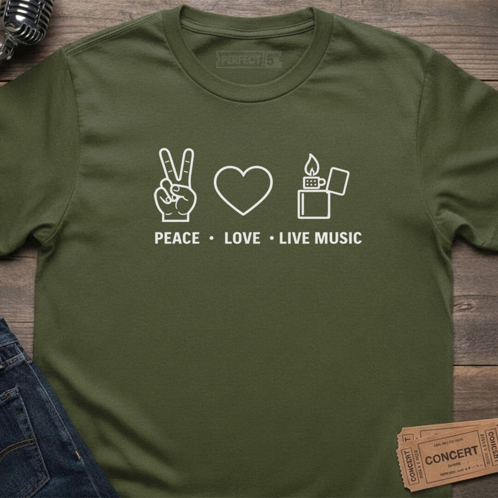 PEACE LOVE LIVE MUSIC T-SHIRT