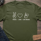 PEACE LOVE LIVE MUSIC T-SHIRT