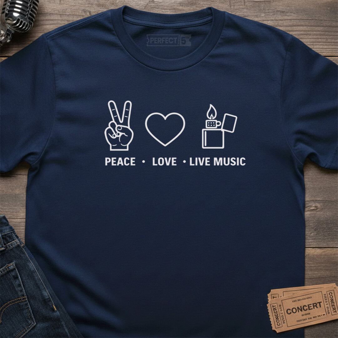 PEACE LOVE LIVE MUSIC T-SHIRT