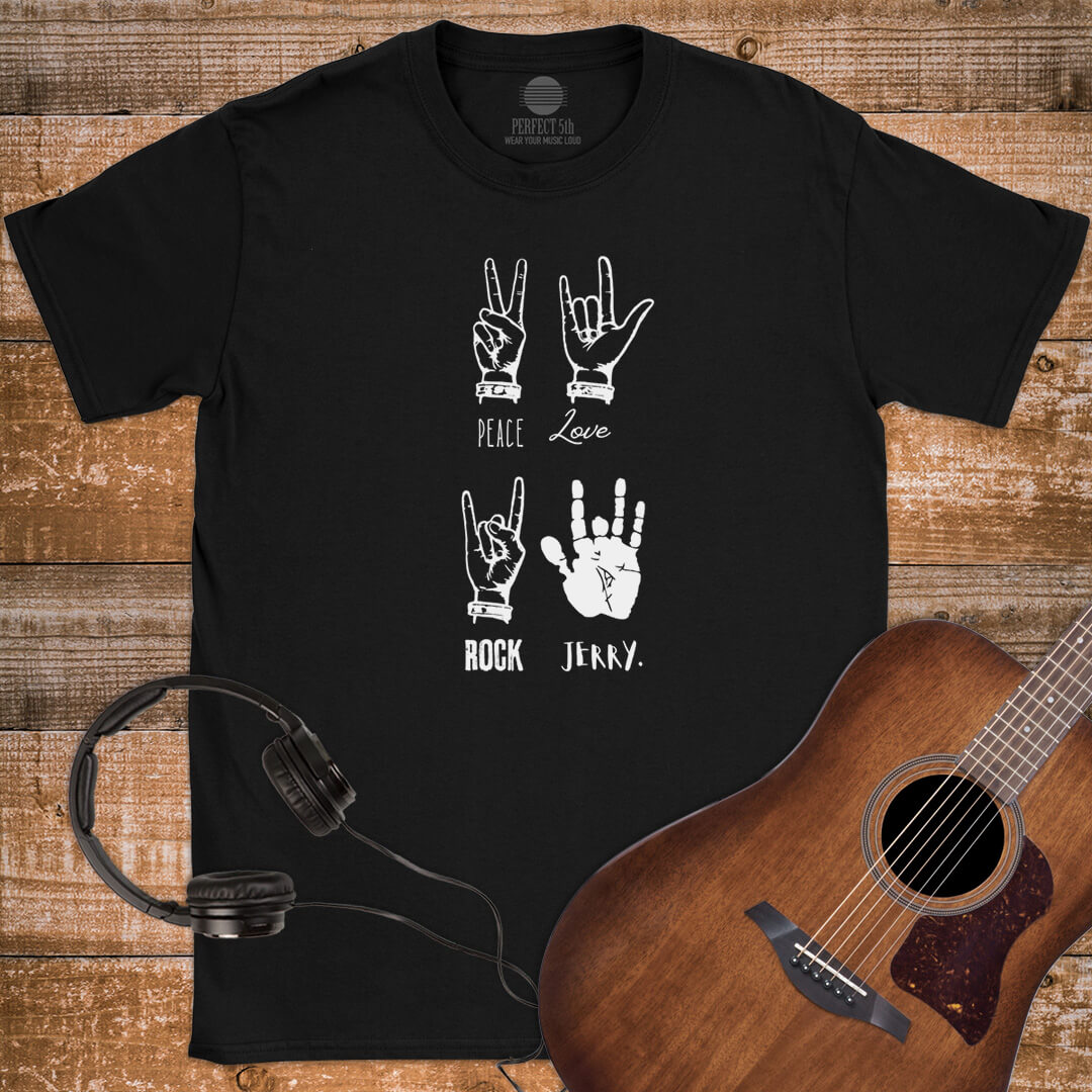 PEACE LOVE ROCK JERRY T-SHIRT
