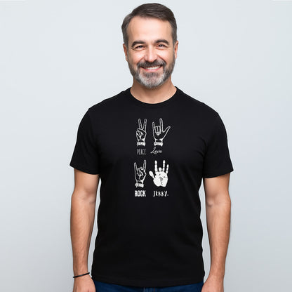 PEACE LOVE ROCK JERRY T-SHIRT