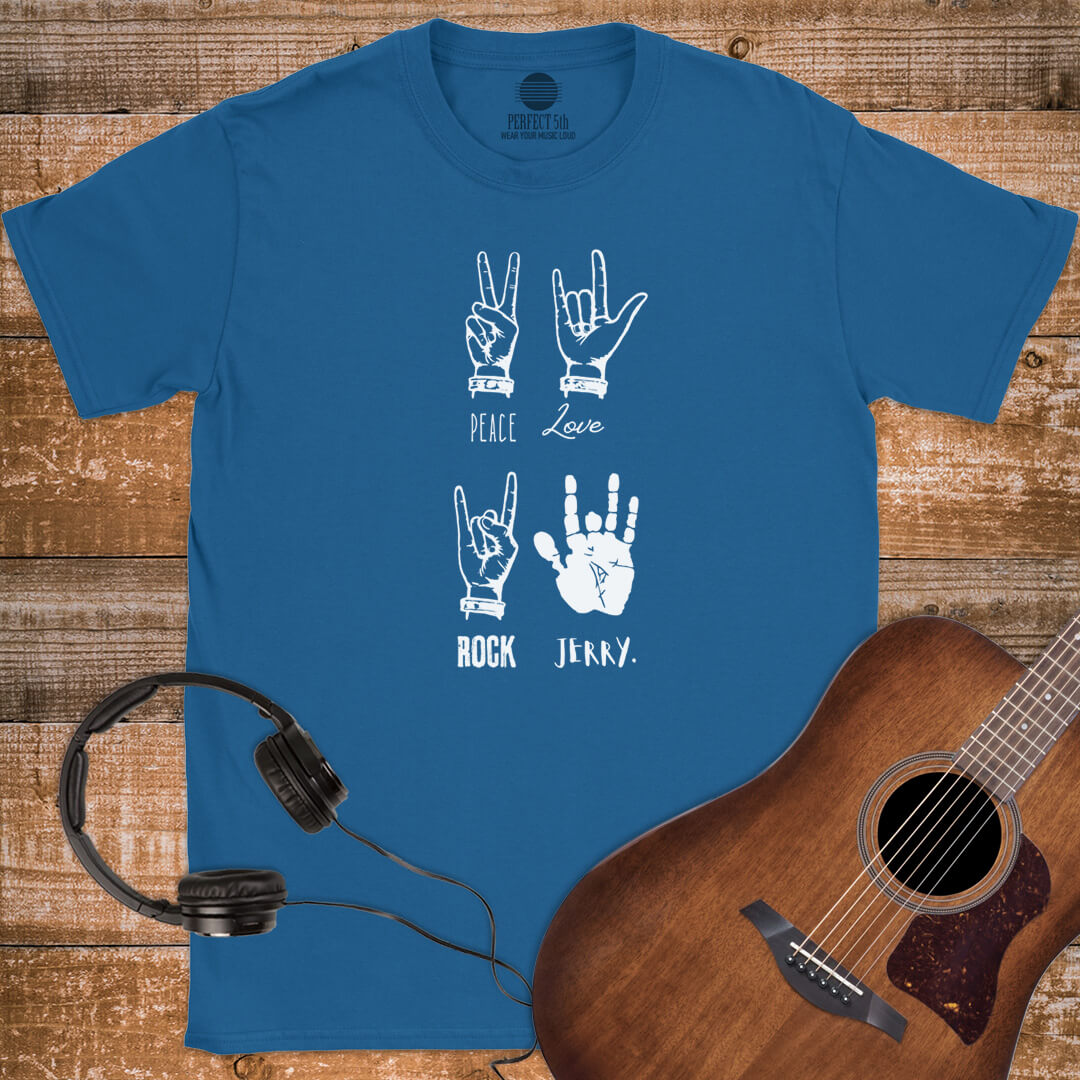 PEACE LOVE ROCK JERRY T-SHIRT
