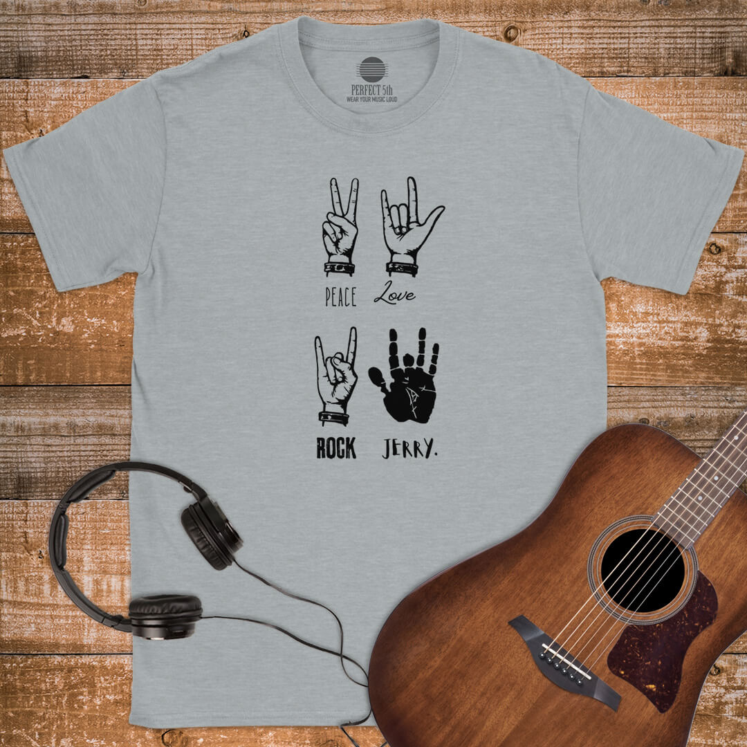 PEACE LOVE ROCK JERRY T-SHIRT