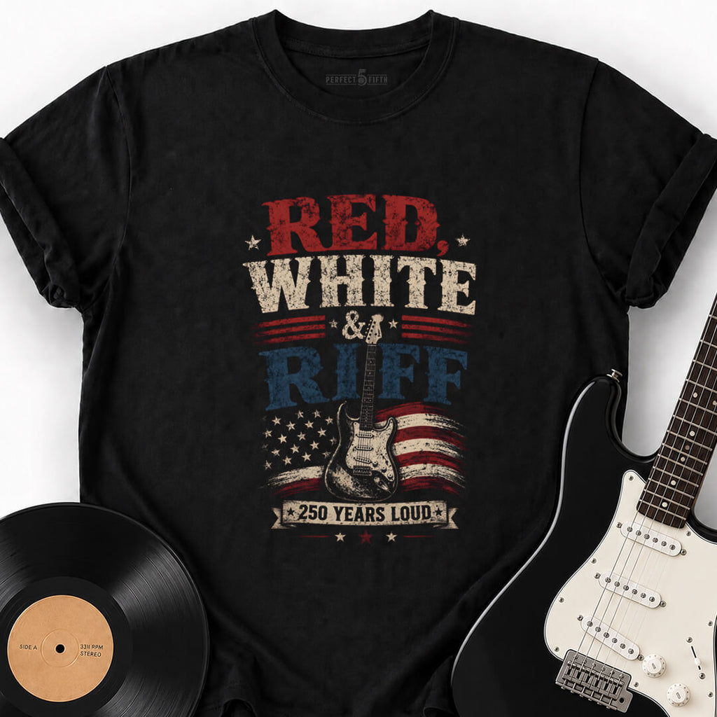 RED WHITE AND RIFF T-SHIRT